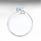 Bague Aigue-Marine Argent S925 Anneau Goutte de Chance