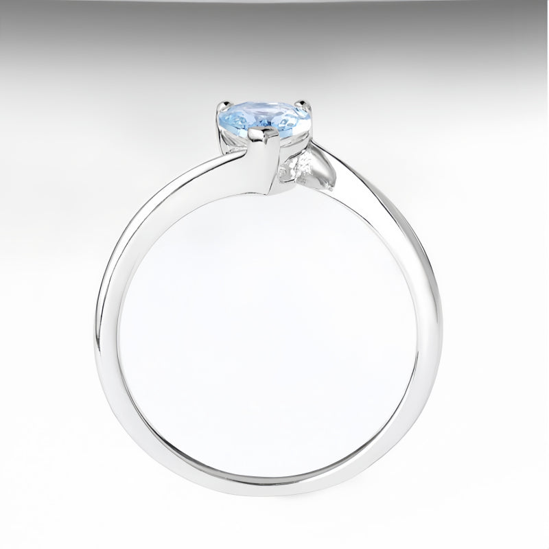 Bague Aigue-Marine Argent S925 Anneau Goutte de Chance