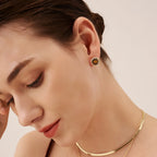 Boucles d'oreilles en pierres naturelles Œil de Tigre et perles d'eau douce, nouvelles boucles d'oreilles double-face