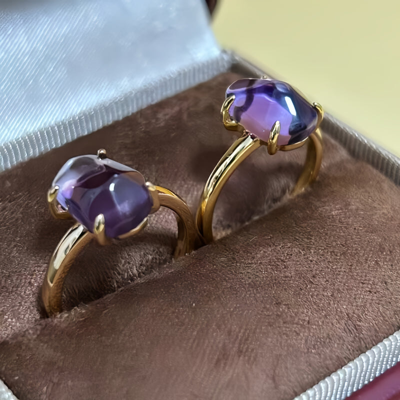 Bague en améthyste naturelle irrégulière – Calme l'esprit, approfondit l'intuition, attire la paix