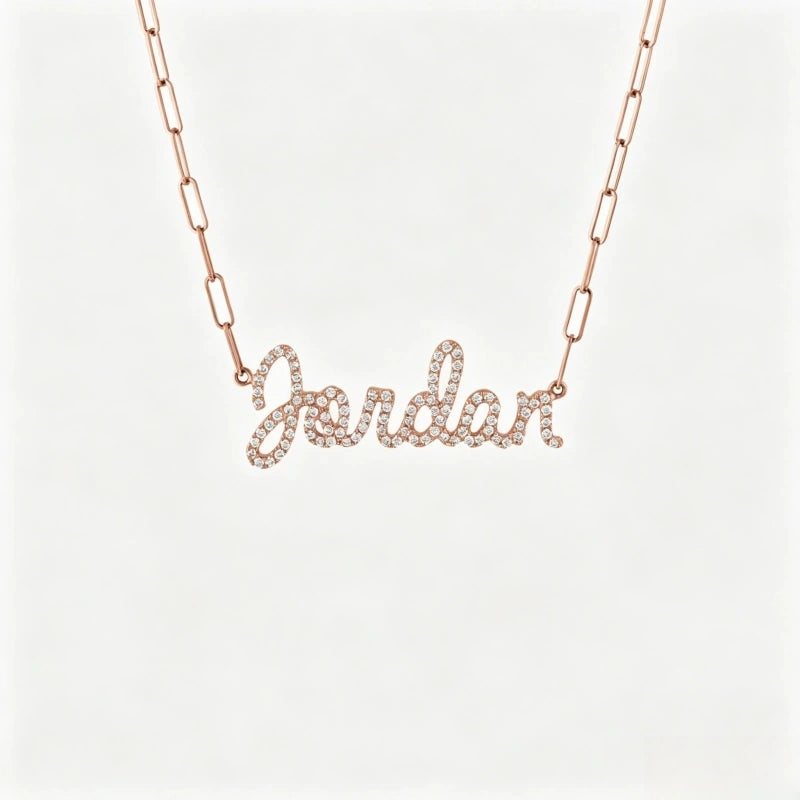 Collier prénom en diamant pavé sur mesure | Collier lettre de luxe minimaliste en argent sterling 925