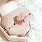 Rose Gold Natural Crystal Love Ring