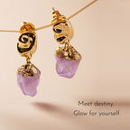 Boucles d'oreilles pendantes murmure en améthyste naturelle