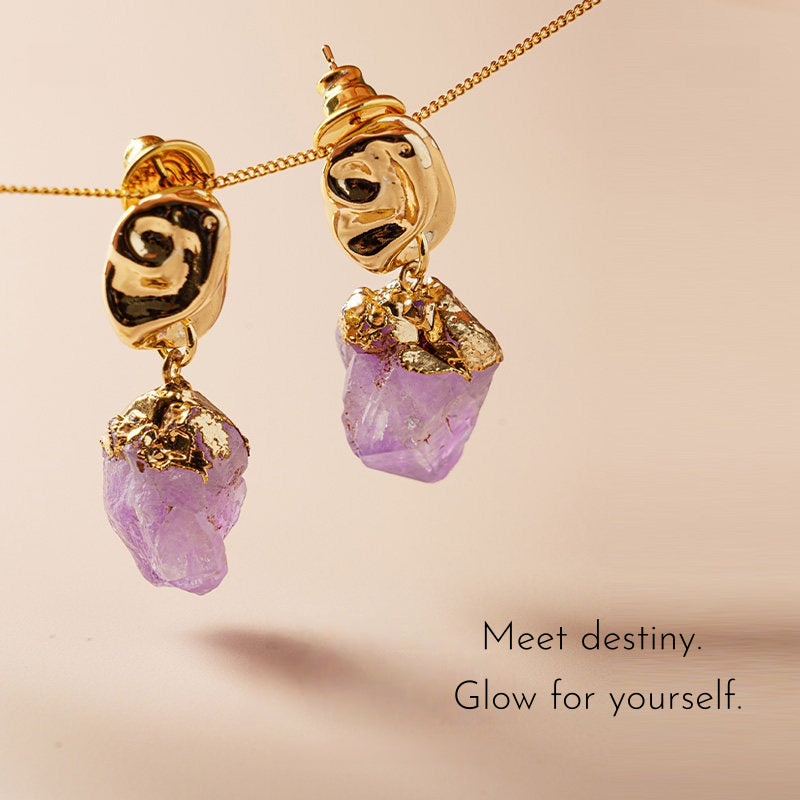 Natural Amethyst Whisper Drop Earrings