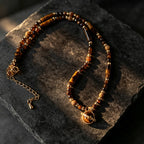 Collier en pierre naturelle œil de tigre, chaîne de luxe planètes cosmiques