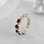 Natural Tiger Eye Stone Ring With Geometric Opening Ring - The Stone of Courage for Career Success