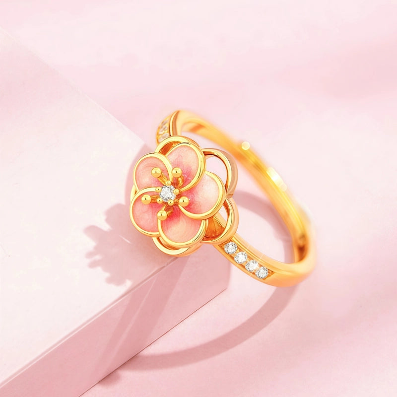 Bague Tournante Fleur de Cerisier Romantique - Bague de Pureté