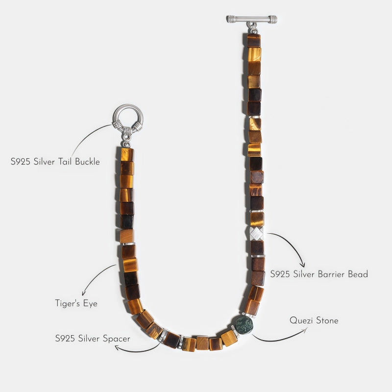 Bracelet en Œil de Tigre Naturel S925 pour Couple - Attraction de Richesse pour Homme, Cadeau de Saint-Valentin