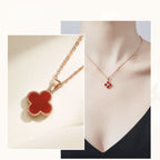 Onyx Lucky Clover Necklace — Two-Way Wear • Reversible Design