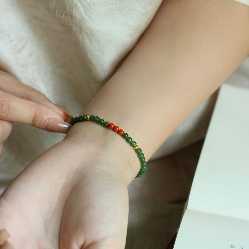 Bracelet en jade Hetian naturel Lotus Éclat Pur