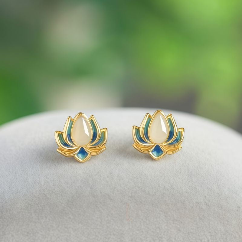 Boucles d'oreilles clous Lotus d'été – Le gardien estival de Maman