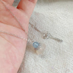 Collier Aigue-marine & Agate Naturelles - Équilibre l'Élément Eau, Améliore la Communication, Apaise l'Humeur