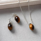 Earth‑Tone Tiger Eye Necklace&Earrings Jewelry Set - Dispels Negative Energy
