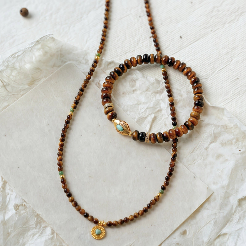 Natural Tiger Eye Stone Bracelet, 925 Silver Gold Plated Couple's Bracelet