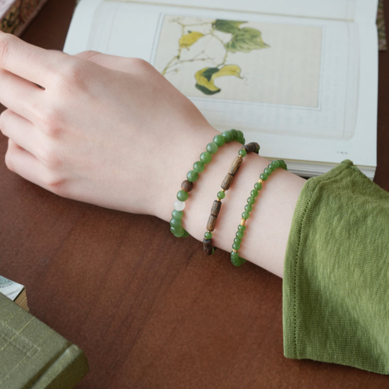 Bracelet en jade Hetian naturel Lotus Éclat Pur