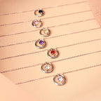 60th Birthday Necklace - Six Rings for Six Decades Sterling Silver Birthstone Gift