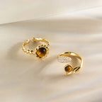 Bague en pierre naturelle œil de tigre torsadée vintage pour femme - Éloigne la négativité