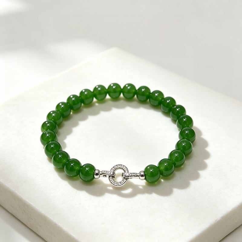 Natural Hetian Jade Bracelet - Attract Positivity, Peaceful Fortune
