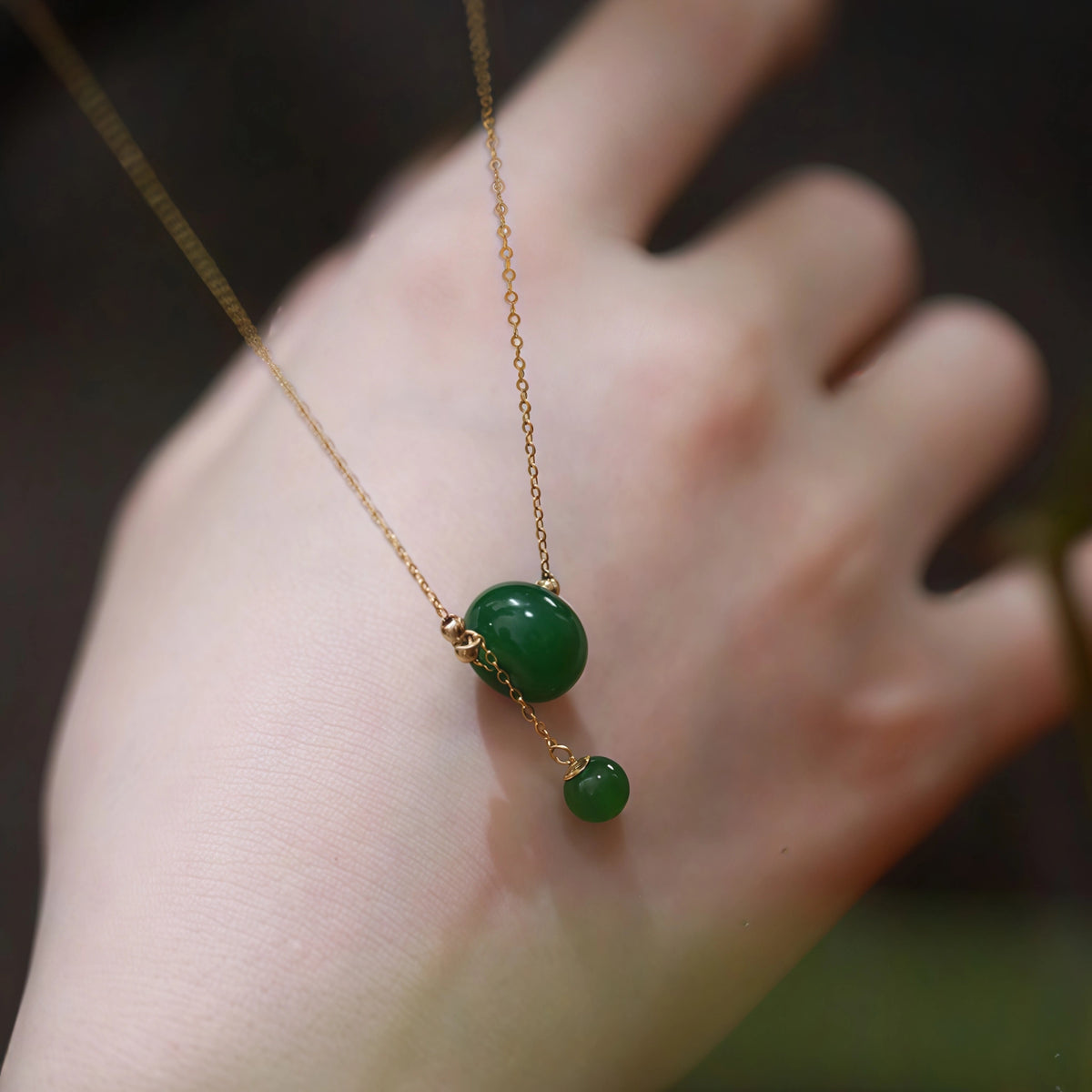 Green Jasper Bead Tassel Fine Necklace - Peace & Wholeness