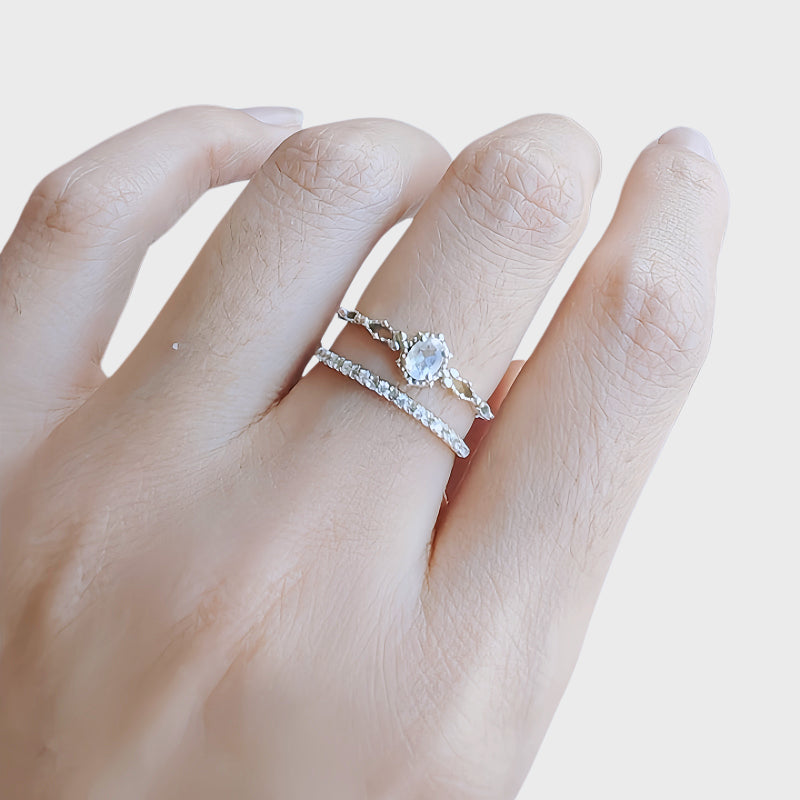 Goddess of Radiance Moonstone Stackable Rings – Gentle Intuition, Feminine Protection