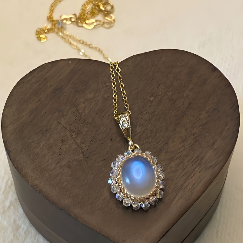 Sweet Falling Dream Galaxy Moonstone Necklace – Gentle Intuition, Feminine Protection