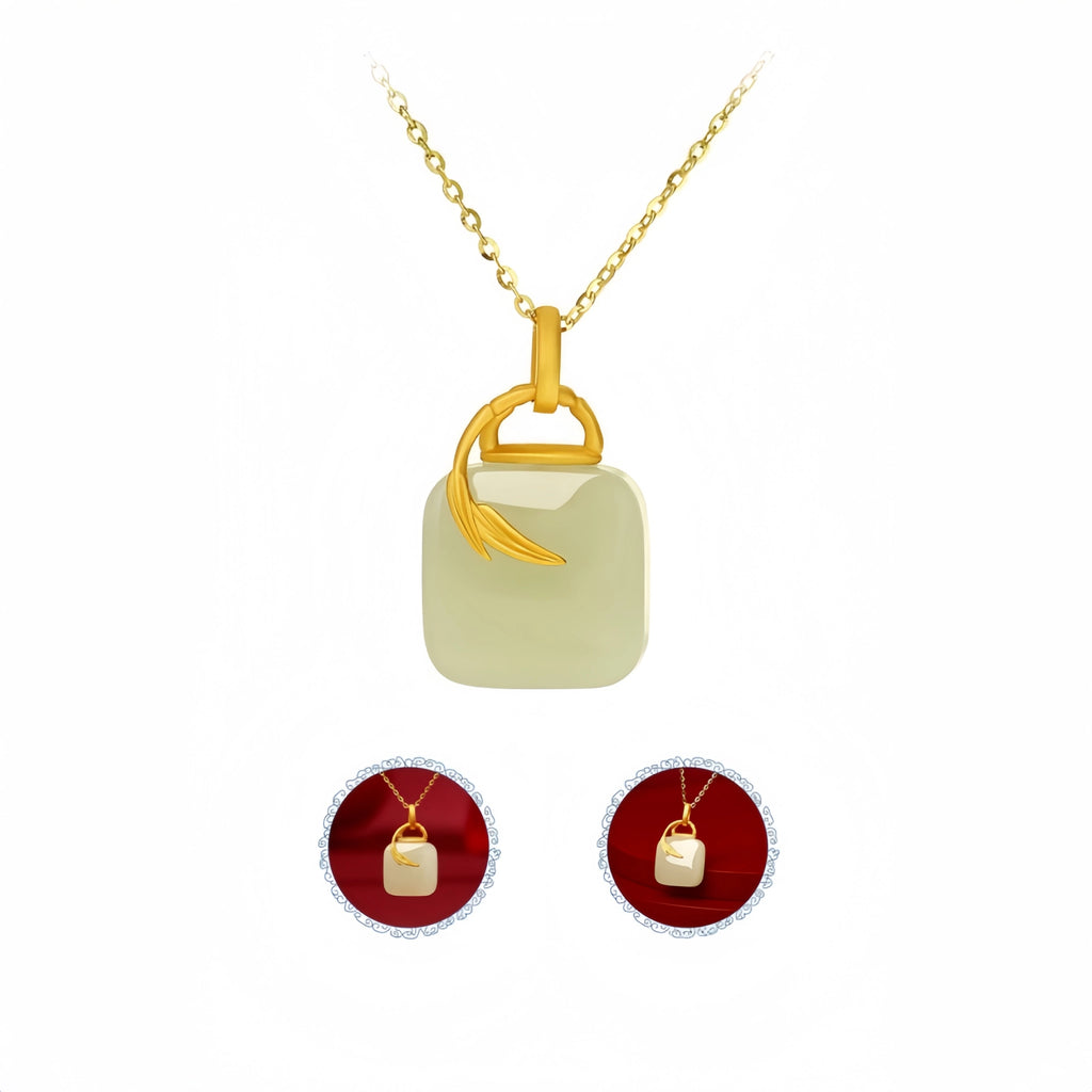 Hetian Jade Sugar Cube Necklace - Sugar Cube Charm for Sweet Blessings
