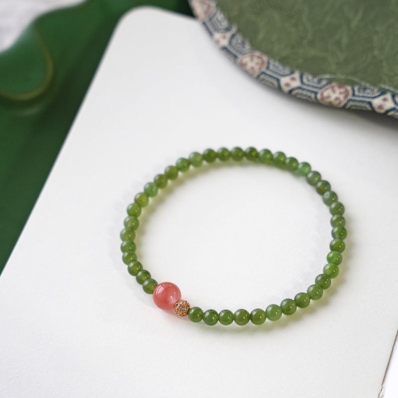 Bracelet en jade Hetian naturel Lotus Éclat Pur