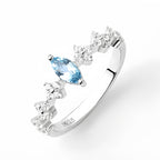 Aquamarine Crown Ring, Genuine Gemstone Crystal Chakra Jewelry