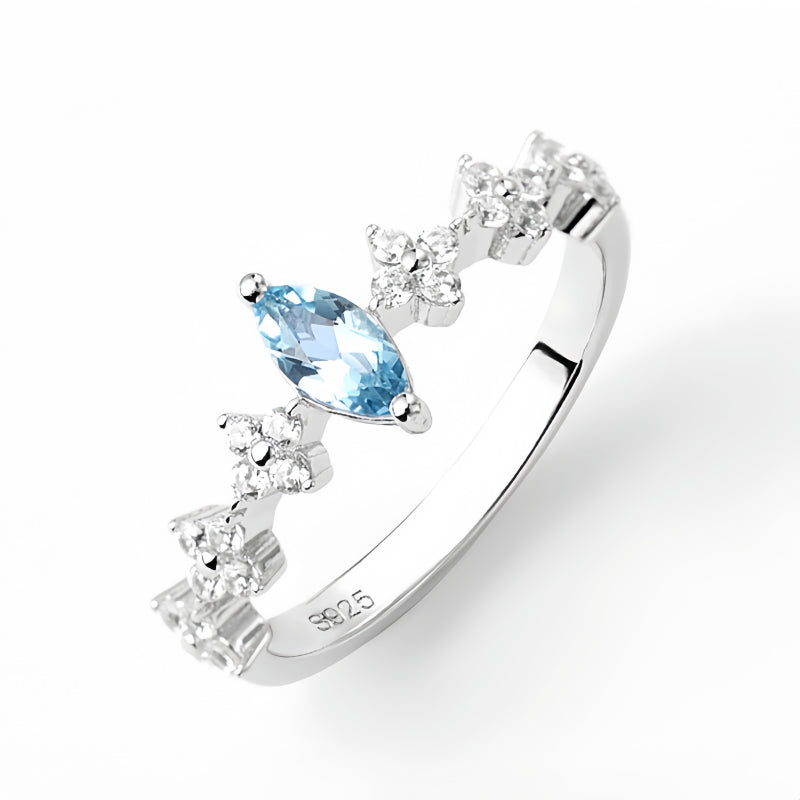 Aquamarine Crown Ring, Genuine Gemstone Crystal Chakra Jewelry