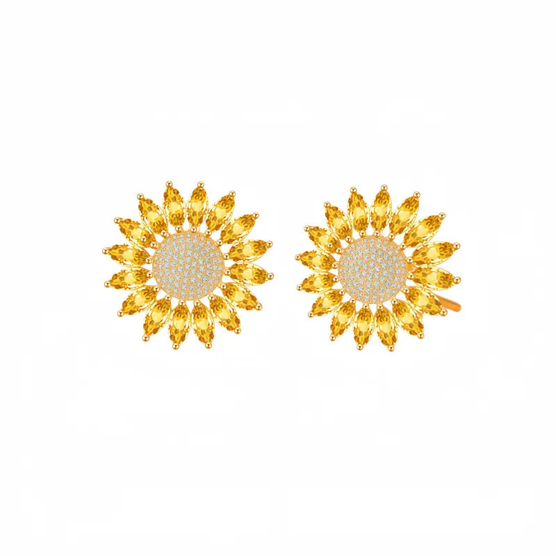 Helianthus Natural Crystal Earrings