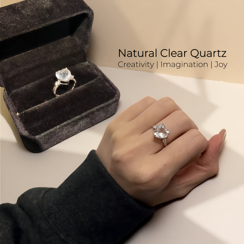 Heart Natural Clear Crystal Ring Love Gift