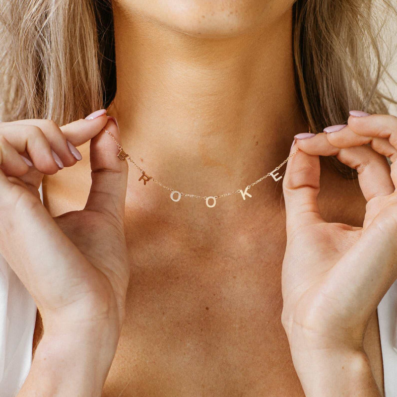 Sterling Silver 18K Gold Plated 26 Letter Custom Necklace Minimalist Versatile Personalized Name Choker