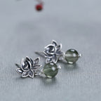 Boucles d'oreilles en quartz rutile vert Lucky Lotus – Un cadeau attentionné pour elle