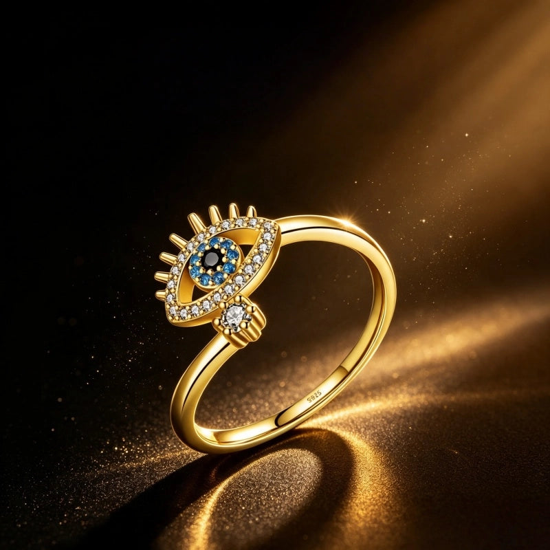 Silver/Golden Evil Eye Ring – Spiritual Shield for Daily Energy