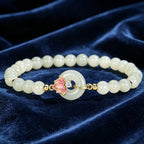 Natural Hetian Jade Lotus Bracelet - Pure Heart, Tender Love
