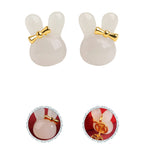 Boucles d'oreilles Calypsa Bunny en jade Hetian naturel