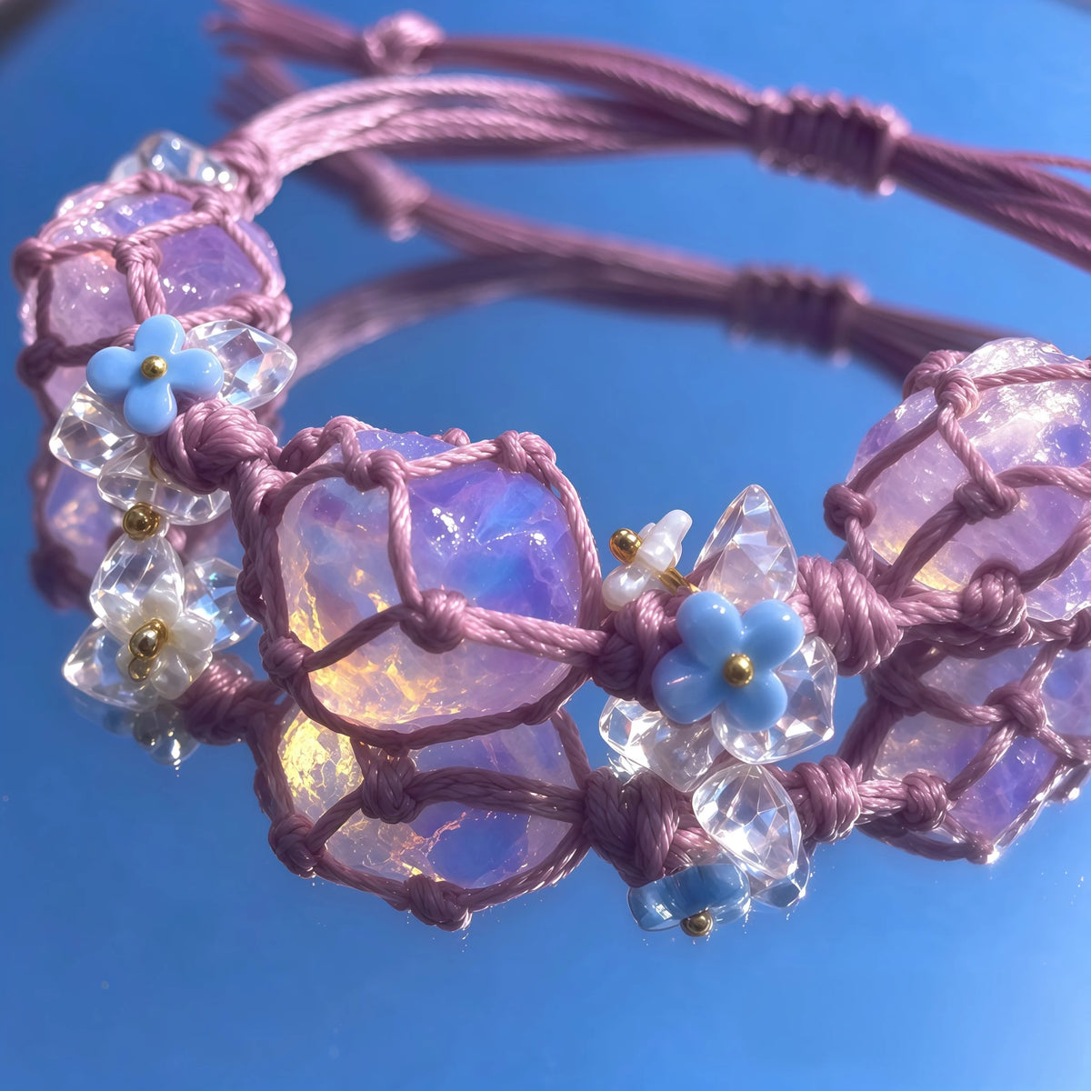 Bracelet tressé floral fait main