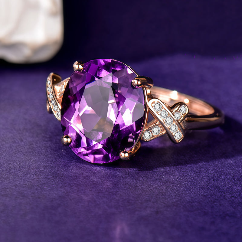 Bague énergétique en améthyste naturelle - Protection tranquille, sagesse douce