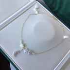 Collier Lune & Étoile en Perles Baroques d'Eau Douce Naturelles - Vise Grand, Reste Doux