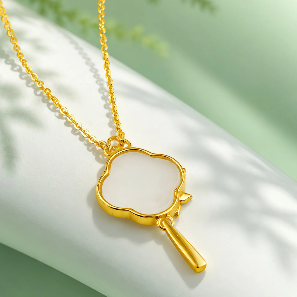 Blooming Begonia Hetian Jade Pendant Necklace - Joy & Good Fortune