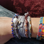 Natural Stone Abacus Bead Stackable Bracelet - Stone Abacus Beads