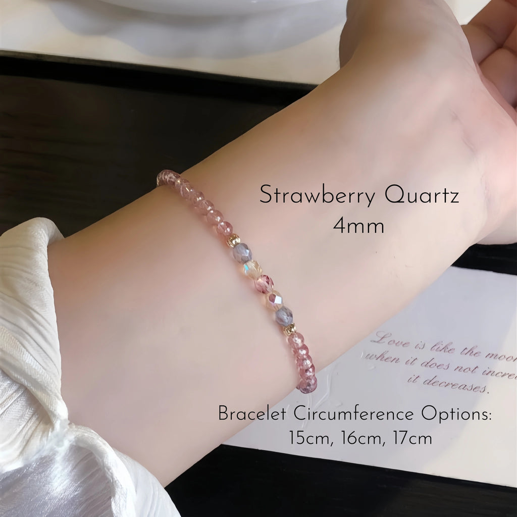 Strawberry Quartz & Pearl Stackable Bracelet - Sweet Loving Vibes