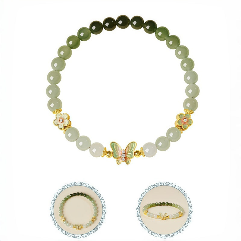 Butterfly Hetian Jade Gradient Bracelet - Calm Mind, Steady Good Fortune