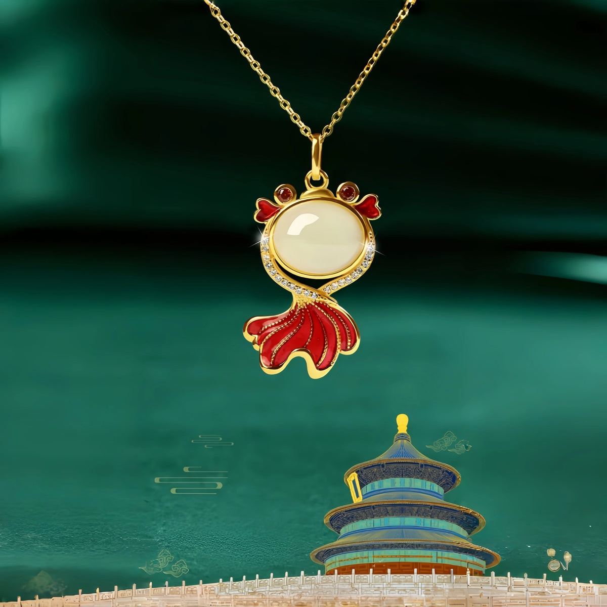 Nephrite Koi Fish Necklace - Symbol of Prosperity and Good Fortune