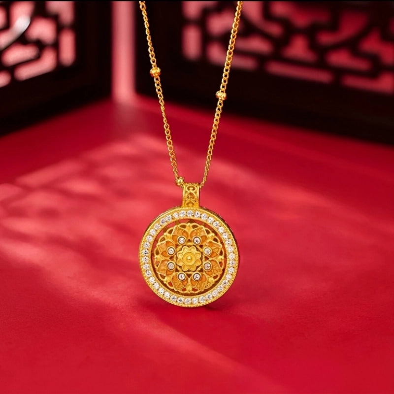 Rotating Lotus Necklace - Cycling Good Luck with Lasting Abundance and Joy