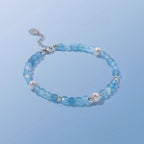 Natural Aquamarine Pearl Bracelet - Awaken Intuition, Calm Energy