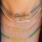 Dainty Personalized Letter Tennis Chain Necklace Custom Jewelry