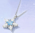 Sparkling Blue Star Snowflake Necklace - Embrace Clarity and Hope