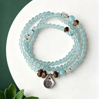 Natural Aquamarine Agarwood Bracelet – Calm Mind, Speak Truth, Attract Good Fortune