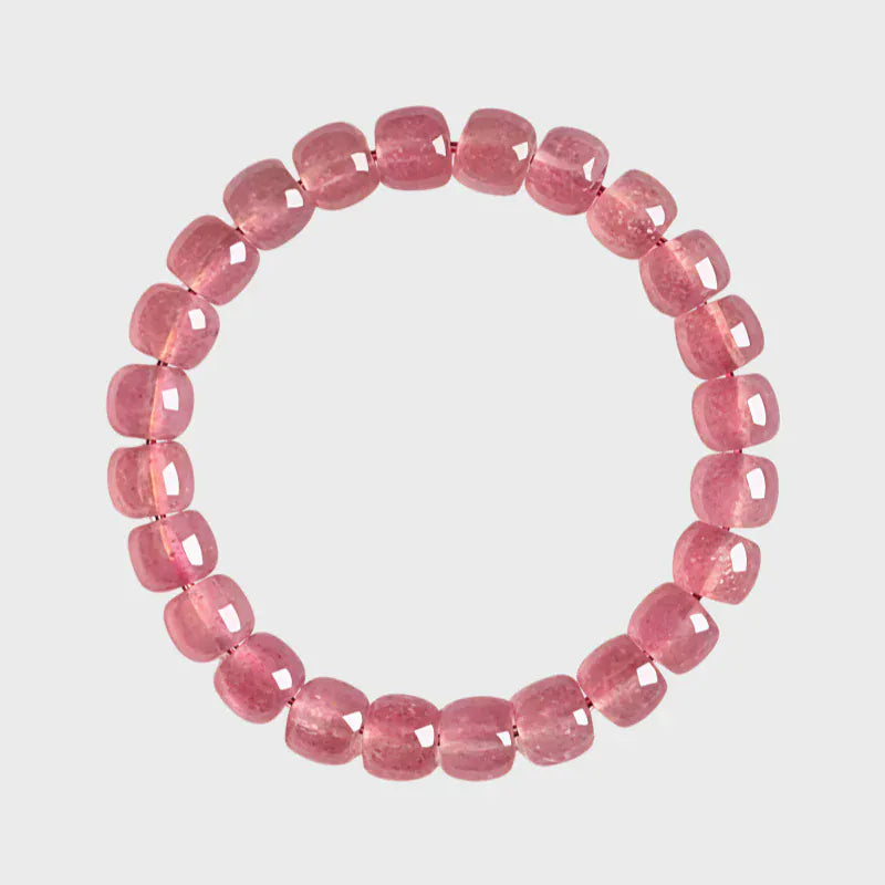 Rose Link Natural Strawberry Quartz Bracelet
